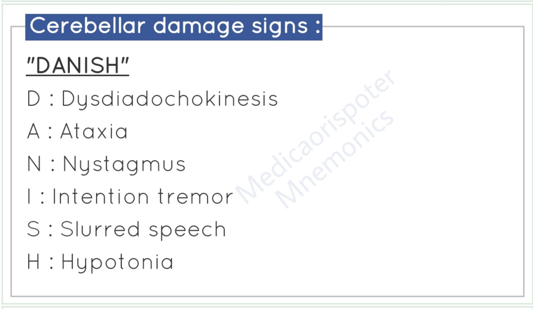Signs of Cerebellar Damage