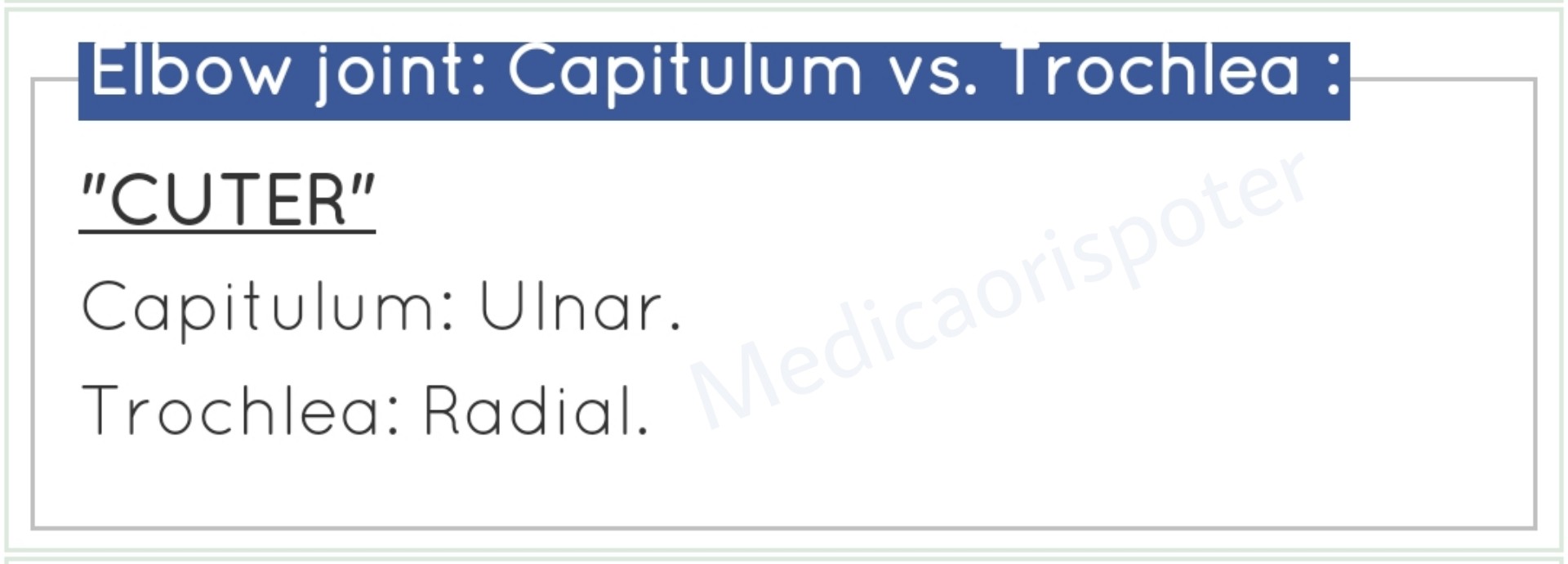 Capitulum and Trochlear in Elbow Joint