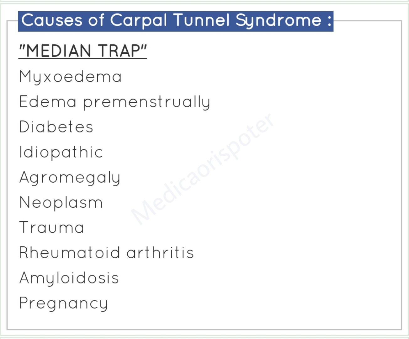 Causes of carpal Tunnel Syndrome Mnemonic