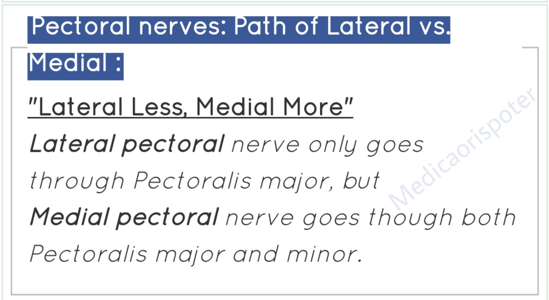 Medial and Lateral Pectoral Nerves Path