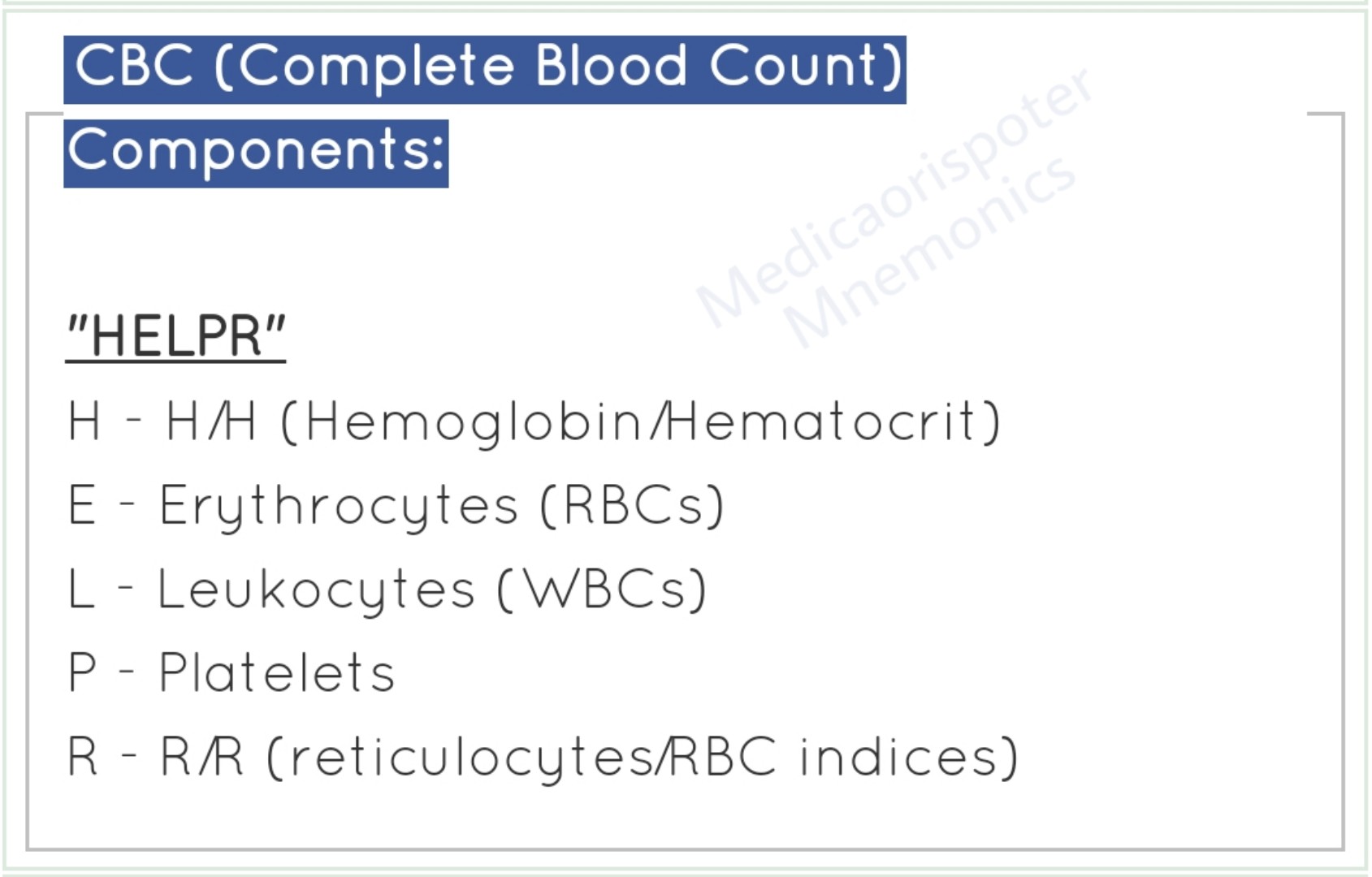 Components of Complete Blood Count